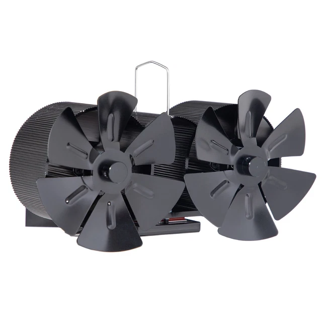 Fireplace Fan Double Head 12 Blade Furnace Fan Wall Mounted Unpowered Operation