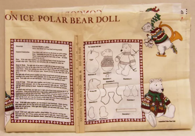 Concord Holiday On Ice Polar Bear Doll Fabric Pattern Instructions Materials