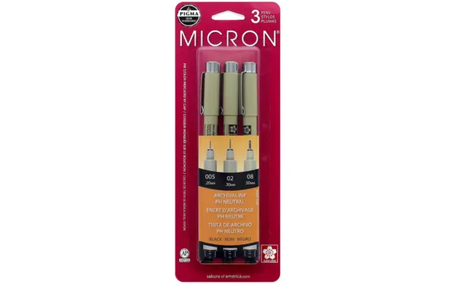 Sakura Pigma Micron Pens - 0.20mm/0.30mm/0.50mm - Black