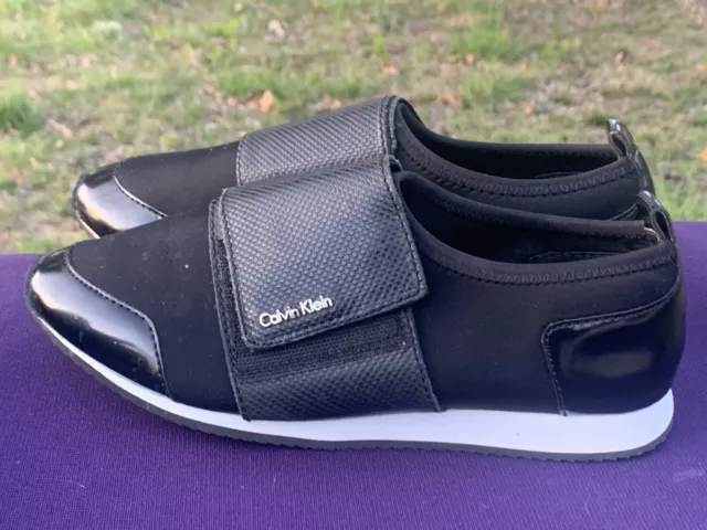 SOLD OUT Calvin Klein Fiorelle Fashion Sneakers BLACK PATENT Size 7.5 ❤️sj15m11