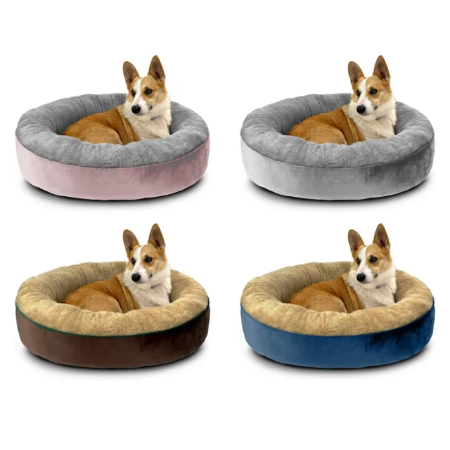 2-Pack: Round Warm Plush Fluffy Donut Pet Cuddler Dog Cat Cushion Bed 21" x 21"