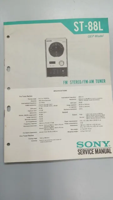 Service Manual Sony FM Stereo/FM-AM Tuner ST-88L