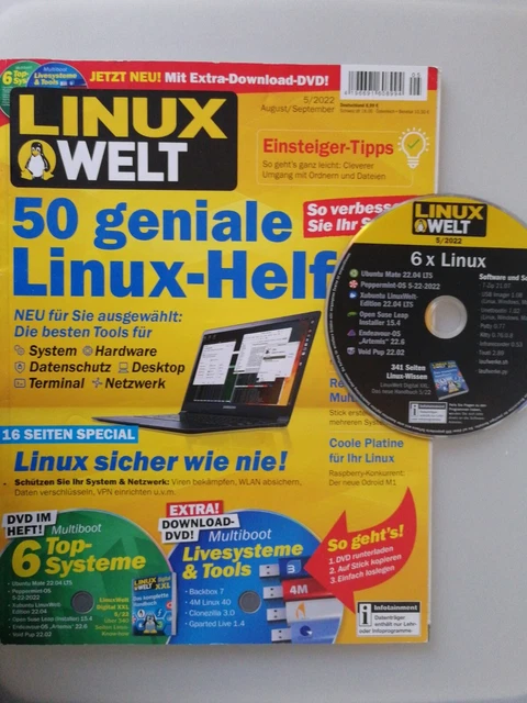 Linux Welt 5 2022 50 Helfer mit DVD Notebook Laptop PC Computer Software Tricks