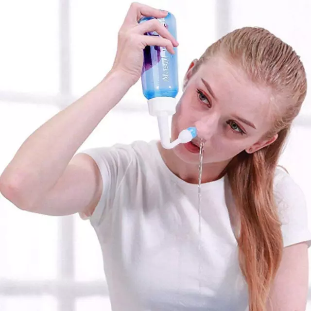 300ml Nasenwäsche Neti Pot Sinus Allergien Relief Spülen Flasche Nase Sauber Neu