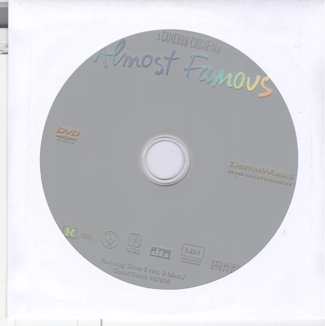 Almost Famous (2000 WS DVD Disc) Kate Hudson Billy Crudup Zooey Deschanel Comedy