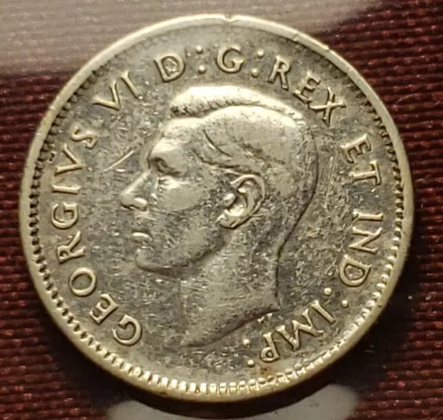 1947 Silver Canadian 10 Cent Oak Leaf Dime King George VI., Free Shipping