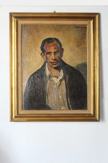 GUIDO BORGIANNI autoritratto 1940-1950 olio su cartone 73x57 opera bellissima