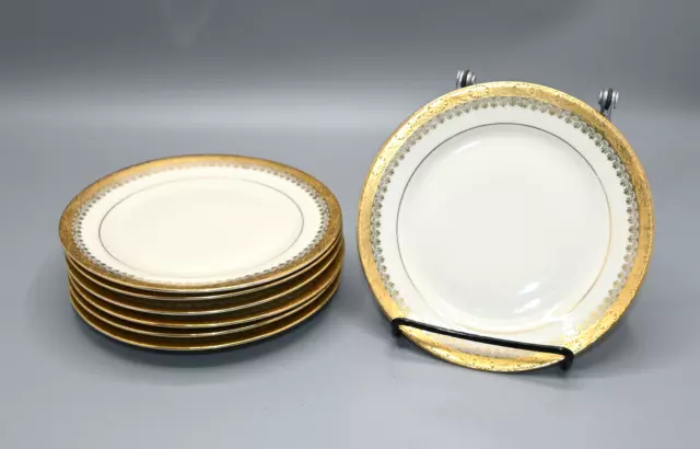 Set of 7 BUCKINGHAM GOLD Encrusted Royal Ivory KPM Porcelain Germany Bread Plate