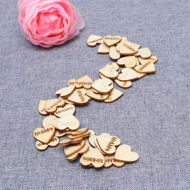 50 Heart Wooden Ornaments DIY Embellishments Wedding