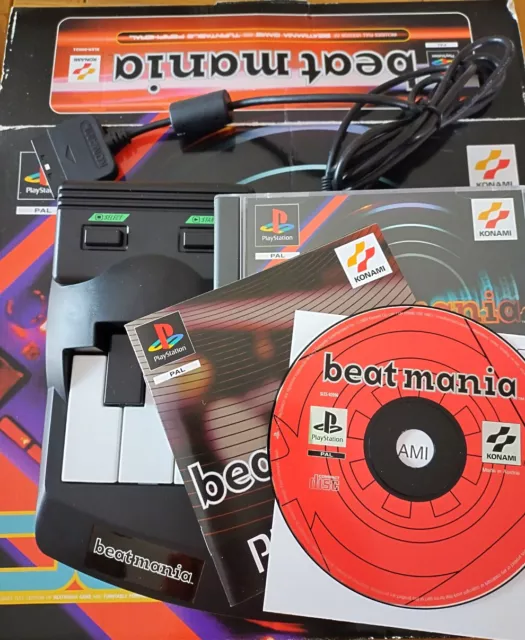 Beatmania (bemani) PS1 boxed with controller and original PAL game; looks unused