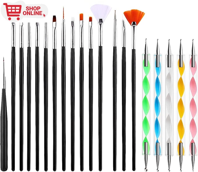 Set Di Pennelli per Unghie Nail Art (20 Pezzi), 15 Pezzi Pennello Gel Unghie E 5