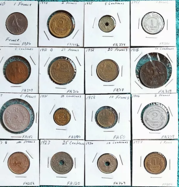 France---16 Different Coin Lot