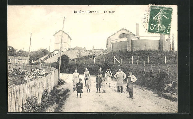 CPA Belleme, Le Gaz, vue de la rue am Gasometer 1908