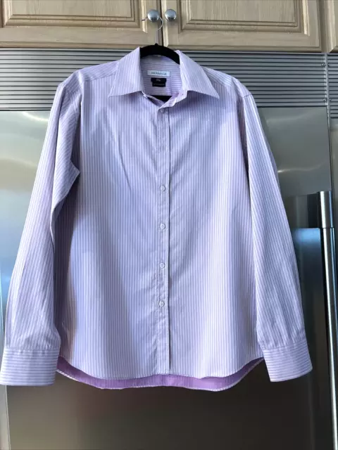 Versace 'City' Collection Mens Shirt Lavender / Purple Stripe Neck 17 (Fit16.5”)