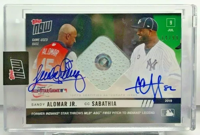 CC Sabathia/Sandy Alomar Jr. 2019 Topps Now GU Base Dual Autograph Auto #d 14/99