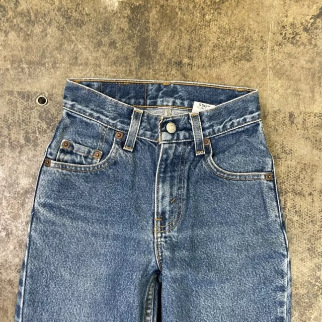 "Pantaloni vintage Levis Jeans 550 anni '90 etichetta carta denim USA, blu lavato, bambini 22"" 3