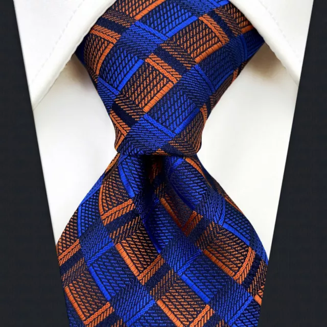 S&W SHLAX&WING Ties for Men Blue Copper Necktie Set with Pocket Square Mens Gift