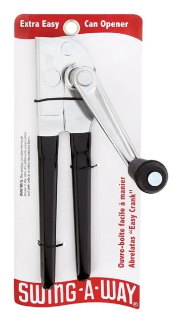 Swing-A-Way 6090 Black Stainless Steel Manual Can Opener with Easy Crank Handle
