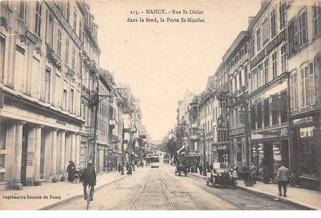 54 .n° 108579 . nancy . tramway .voiture .attelage .hotel .rue st dizier .
