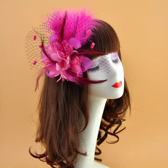 Ladies Feather Hair Clip Fascinator Hat Retro 20s 50s Party Wedding Headpiece