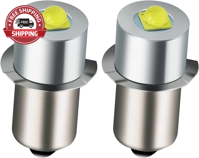 2Pcs AC/DC 6-30V P13.5S Upgrade LED Flashlight Bulb,3W 6V 9V 12V 18V 19.2V 24V L
