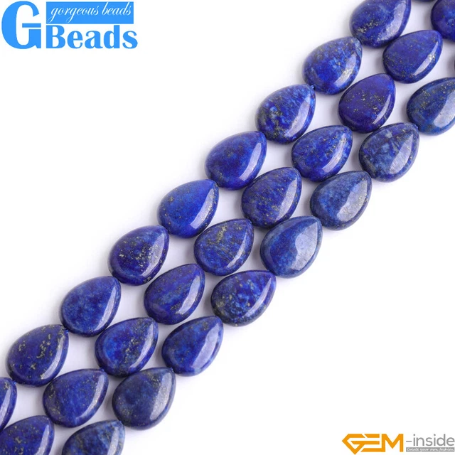 Drip Teardrop Blue Lapis Lazuli Spacer Beads For Jewelry Making 15" Gemstone