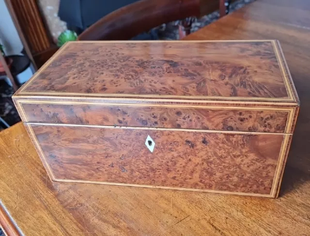 An Ecceptional Geo. Iv Burr Yew Fully Fitted Tea Caddy 1820.