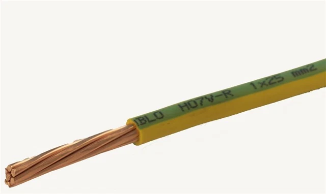 Terre Vert Jaune 6mm Simple Coeur 6491X (H07V-R) Rond Conduit Câble