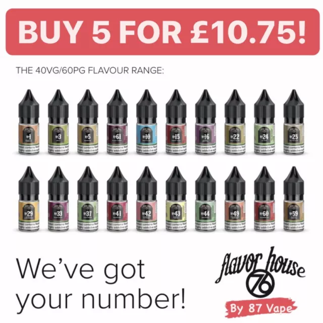 Flavour House 76 E Liquid Vape Juice 10ml | 6mg 12mg 18mg Nicotine | QUALITY UK