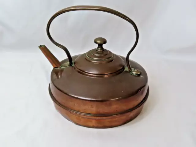 Antique Vintage Squat Style Art & Crafts Style Copper Stove Top Kettle Tea