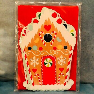 NEW 6 Christmas Cards Gingerbread House Die-Cut Pack With 6 Envelopes Hallmark