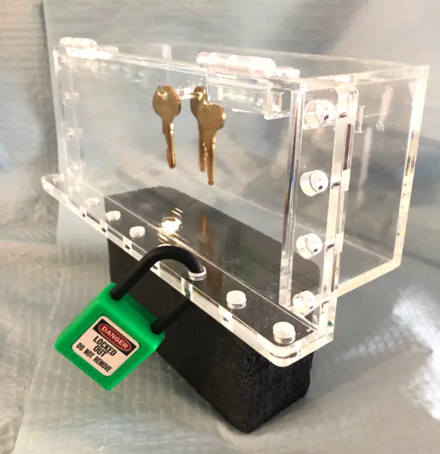 Group Isolation Lockout Box - 6 Hooks - 17 Lock Holes - Clear Acrylic Lock Box