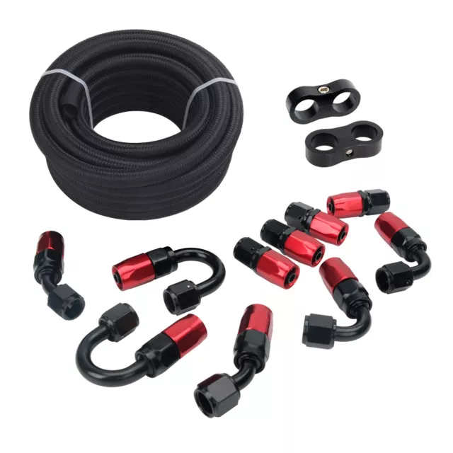 Fuel Line Kit  Braided Nylon Fuel Hose 4AN 6AN 8AN 10AN CPE 10FT 20FT Black Red