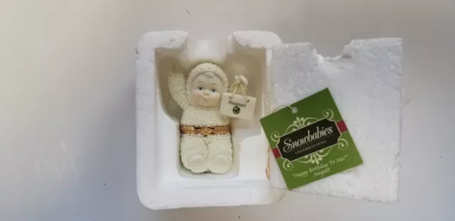 Dept 56 Snowbabies Happy Birthday to Me Box August Peridot Swarovski Crystal