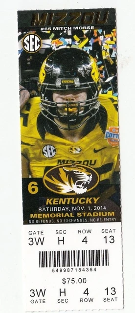 2014 Mizzou Missouri Tigers Vs Kentucky Wildcats Ticket Stub 11/1/14