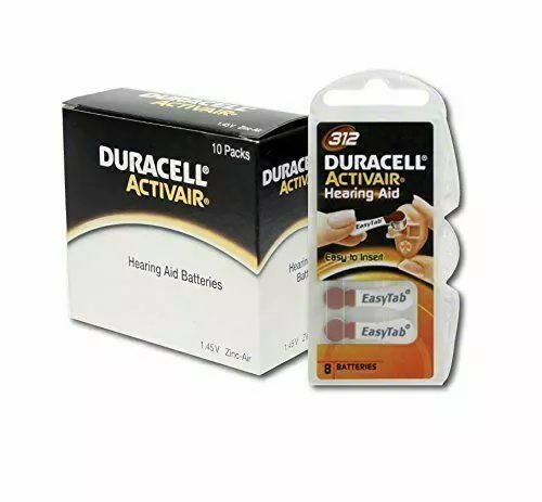 Duracell Activair Hearing Aid Batteries: Size 312 (80 Batteries) Exp-2027