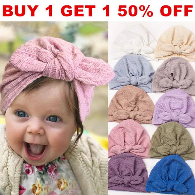 Infant Baby Beanie Turban Hat Girls Bow Knot Cap Newborn Head Wrap Kids Headband