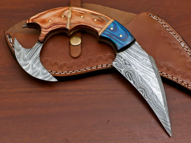 Hand Forged Damascus Steel Blade Full Tang Hunting Knife - Pakka Wood - Za-2988