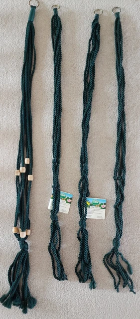 Lot of Vintage Boho Chic Decor Macrame Jute Tasseled Plant Hangers 40”-44” Wood