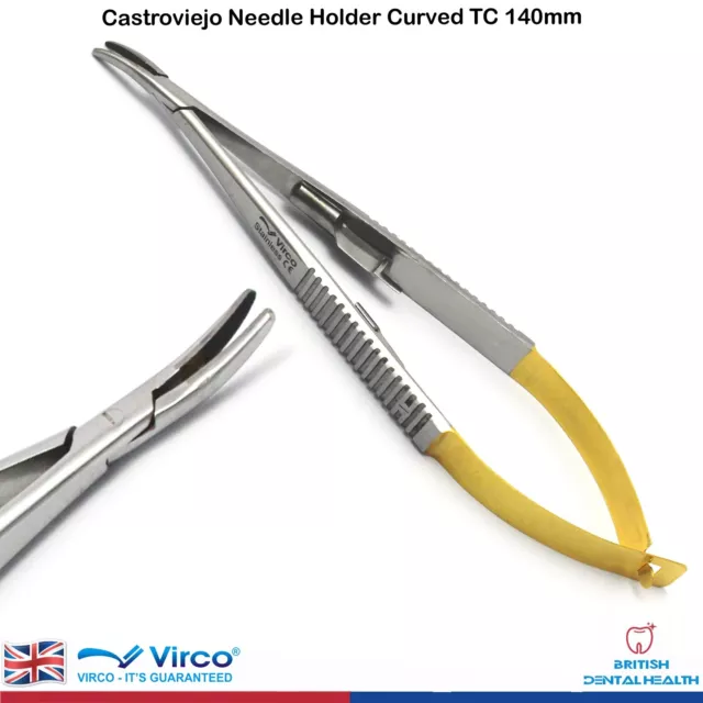 Surgical Dental Micro Surgical Castroviejo Needle Holder Suture TC Curved 14cm