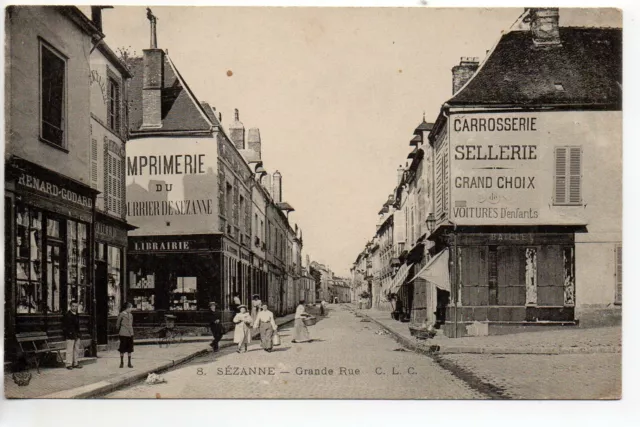 SEZANNE - Marne - CPA 51 - main street - Godard store