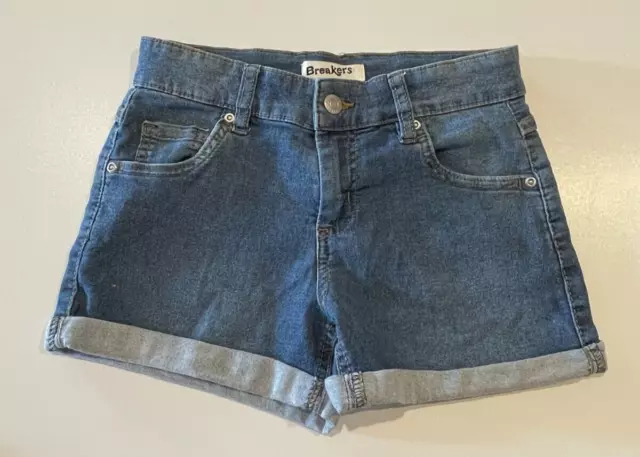 Girls size 12 blue denim shorts  adjust waist stretch Breakers 5540