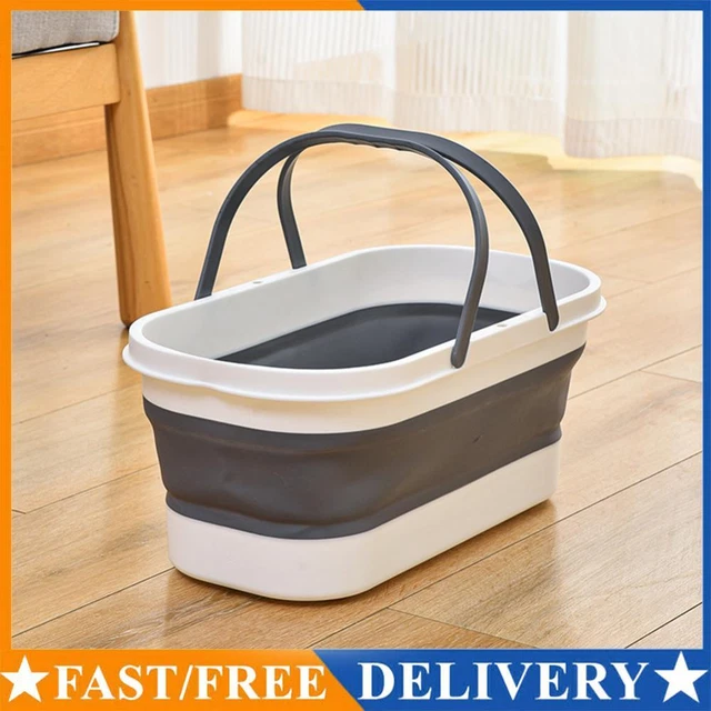 Portable Wash Bucket with Wheel Cleaning Bucket Space Saving for Fishing Camping