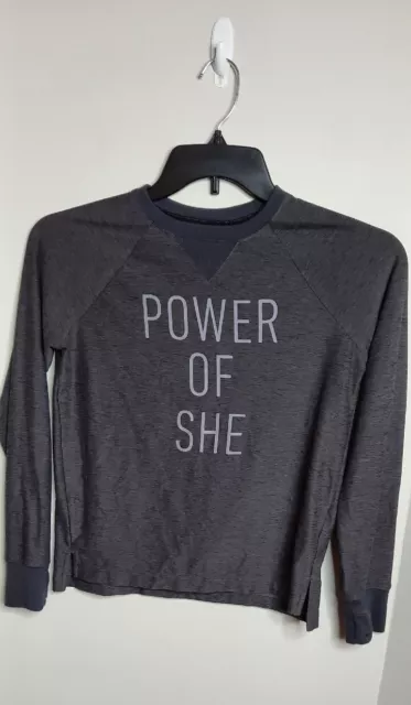 Athleta Girl Long Sleeve Crew Neck Sweatshirt Size L 12 Gray Thumb Holes