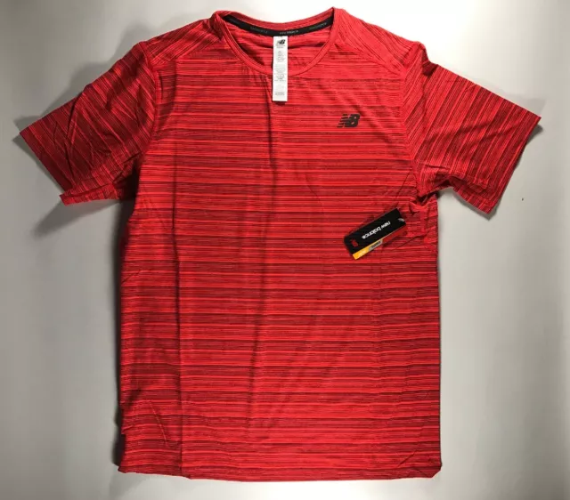 Men's New Balance Red Novelty Striped Shirt Size M NWT