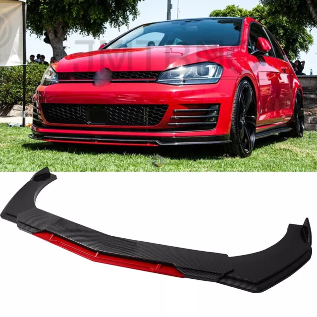 For VW Golf GTI MK5 MK6 MK7 Front Bumper Lip Chin Spoiler Splitter Carbon + Red