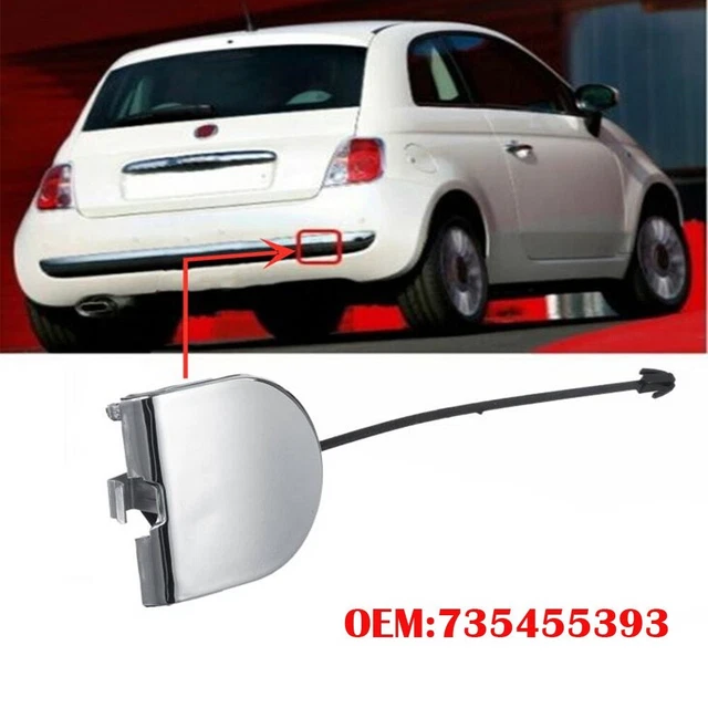 Cache Attelage Arrière Pour Fiat 500 (2007-2012) - Référence OEM 735455393, Finition Chromée, Installation Facile