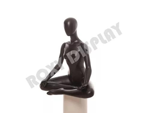 Female Yoga Style Fiberglass Mannequin Seated in OM #MC-YOGA01BK 3