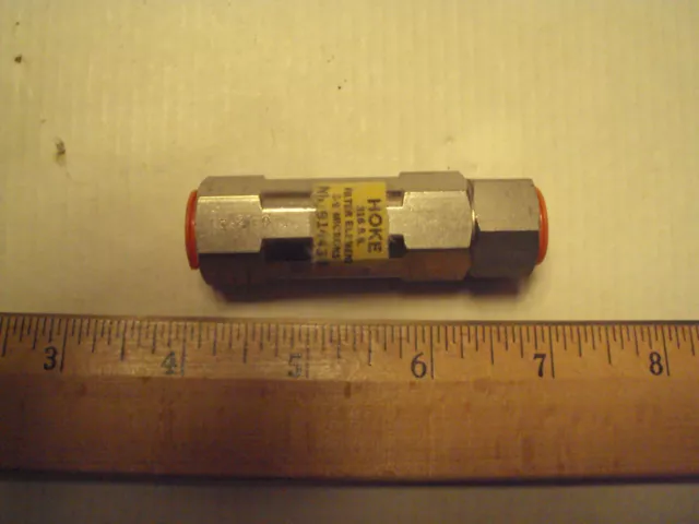 Hoke inline Filter 6-9  micron 316 SS, 1/4 fnpt in-out, p/n 914432, unused
