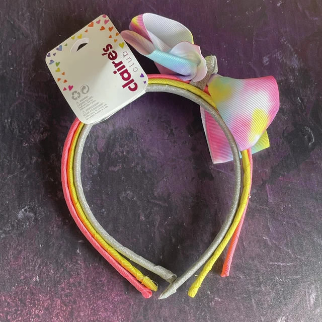 Claires Club Girls Set of 3 Headbands Pink Bow Glitter BNWT Stocking Filler